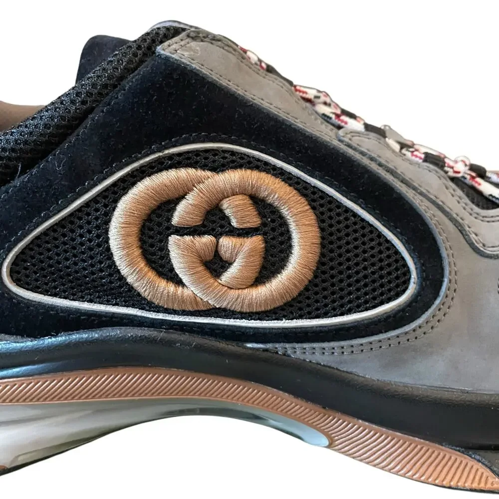 Gucci Run Suede Sneakers Black Interlocking G Men's 11 US 11.5 NEW